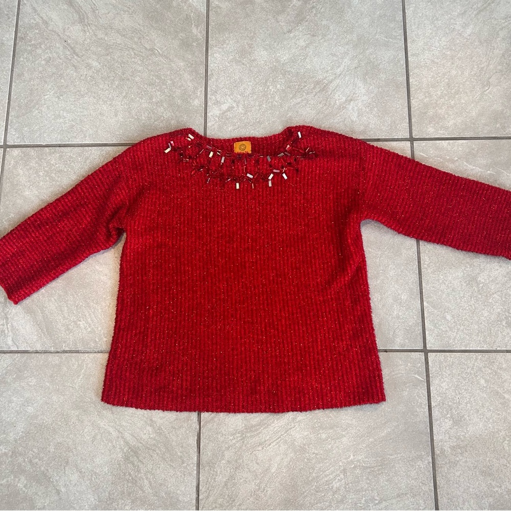 Ruby Rd. Red Crew Neck Sweater - Picture 8 of 8